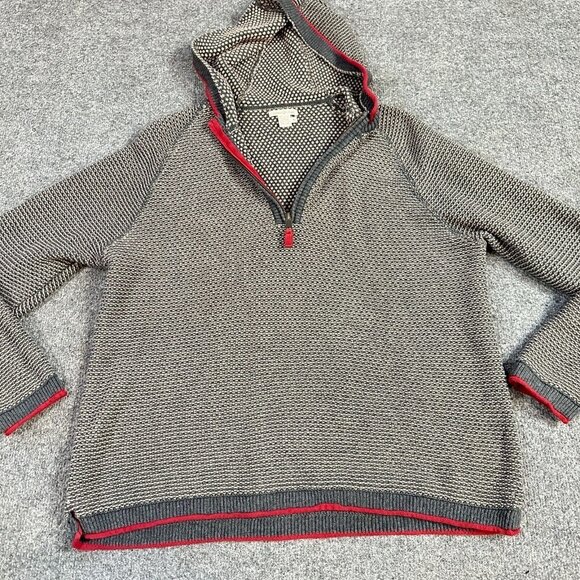 Carbon 2 Cobalt Roll Edge Sweater Hoodie XL Brown Gray 1/4 Zip Cotton Raglan